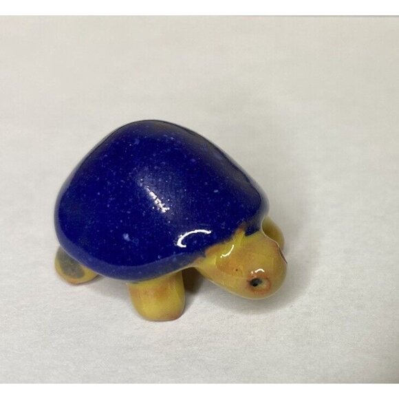 Miniature Tiny Blue Turtle Clay Figurine Dollhouse 1.5" Plant Decor - Picture 2 of 5
